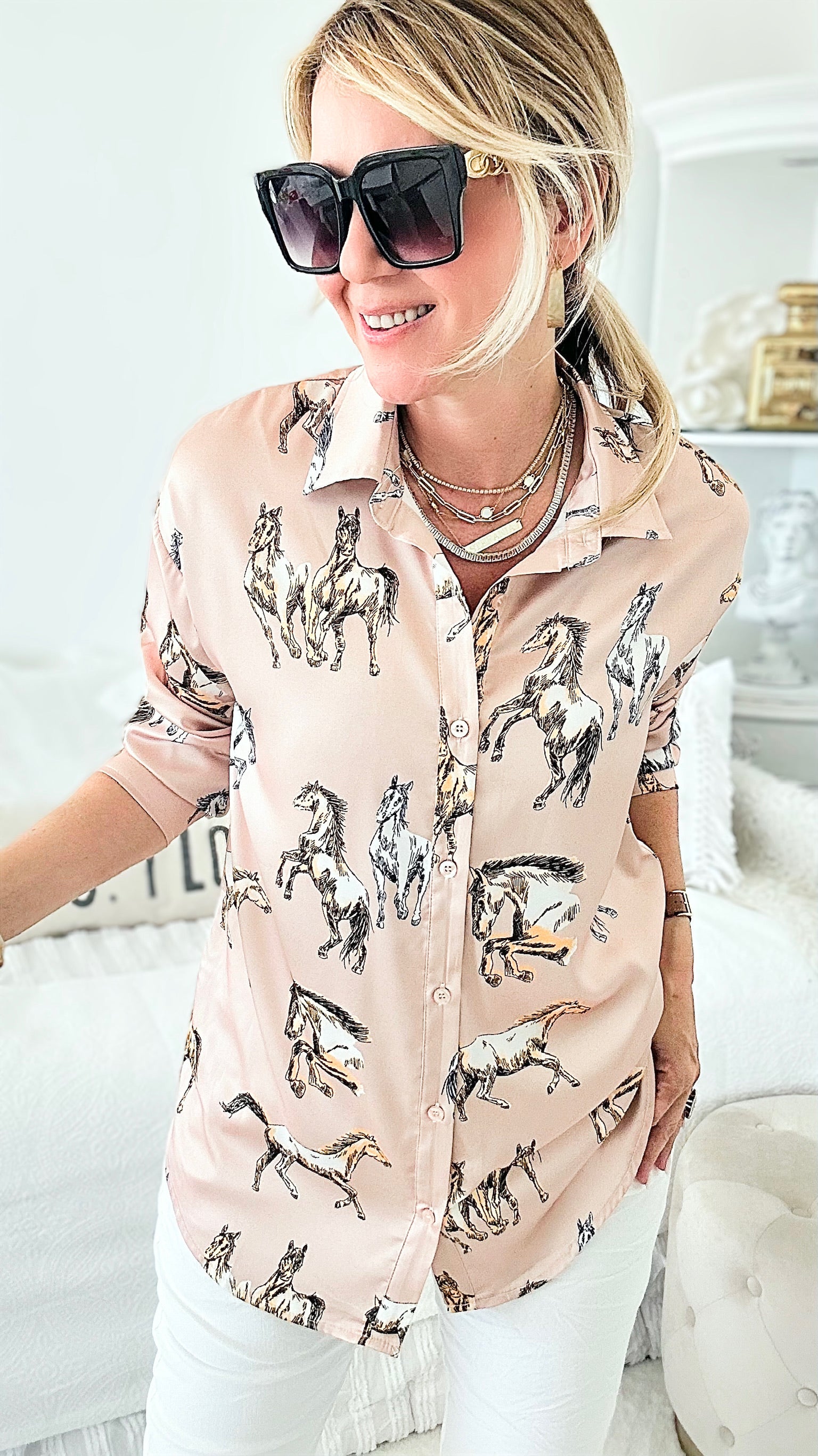 Equestrian Blouse Top - Latte-130 Long Sleeve Tops-MAZIK-Coastal Bloom Boutique, find the trendiest versions of the popular styles and looks Located in Indialantic, FL