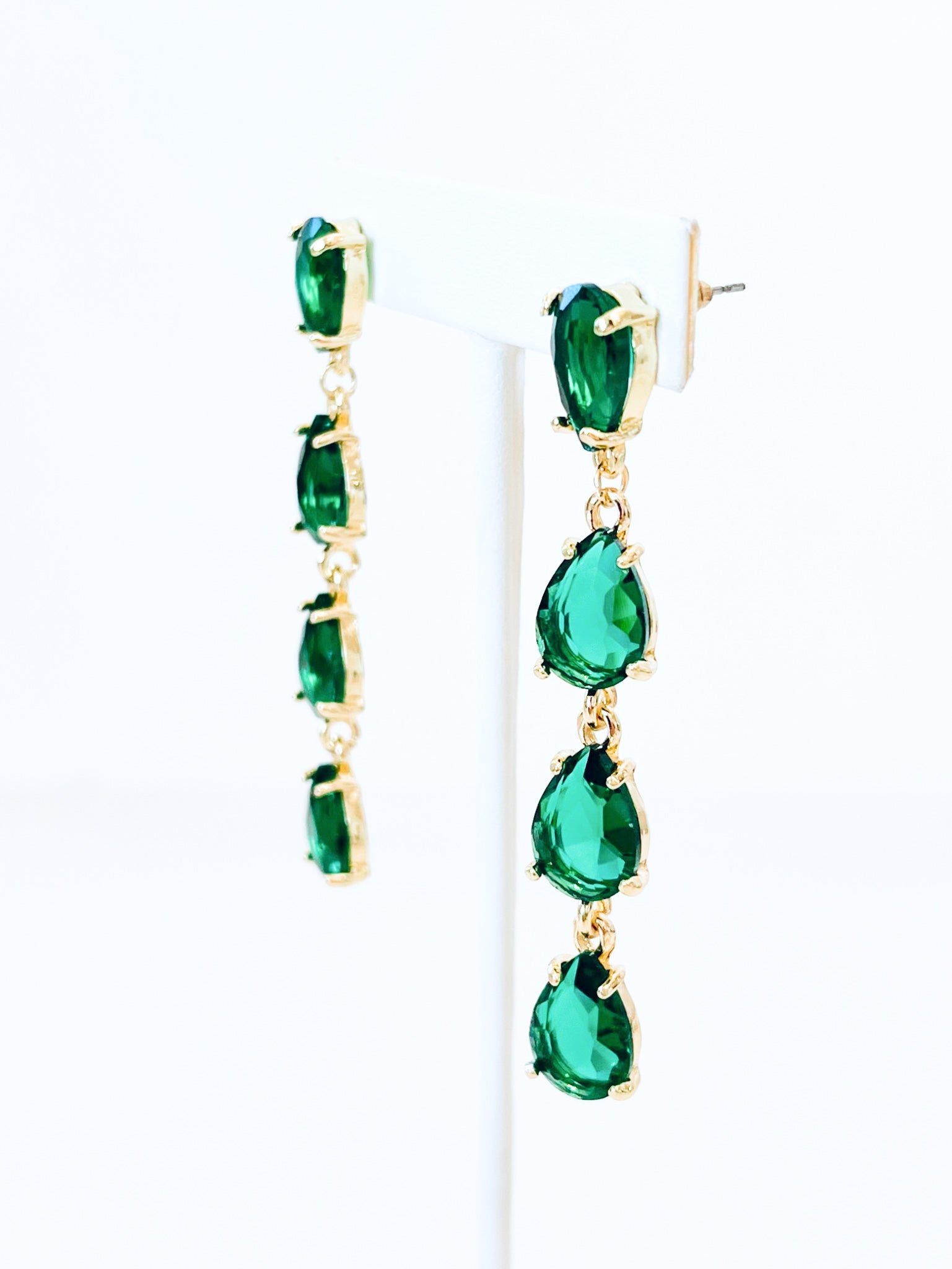 CZ Teardrop Earrings - Emerald-230 Jewelry-Golden Stella-Coastal Bloom Boutique, find the trendiest versions of the popular styles and looks Located in Indialantic, FL
