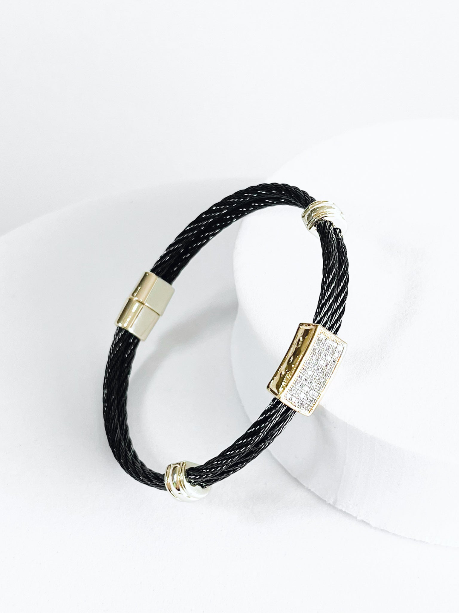 Stainless Steel Twist Gold/Gunmetal Magnetic Bracelet-230 Jewelry-Italian Ice-Coastal Bloom Boutique, find the trendiest versions of the popular styles and looks Located in Indialantic, FL
