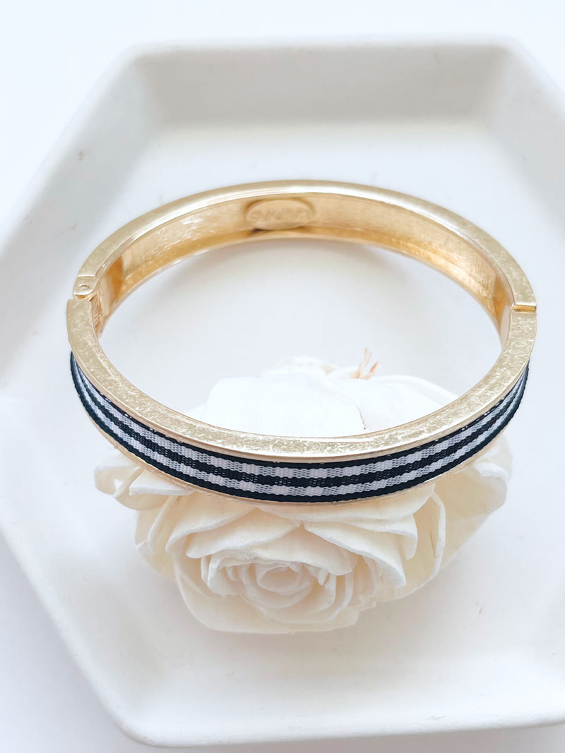 Mackenzie Gingham Bangle - Black-230 Jewelry-Canvas-Coastal Bloom Boutique, find the trendiest versions of the popular styles and looks Located in Indialantic, FL