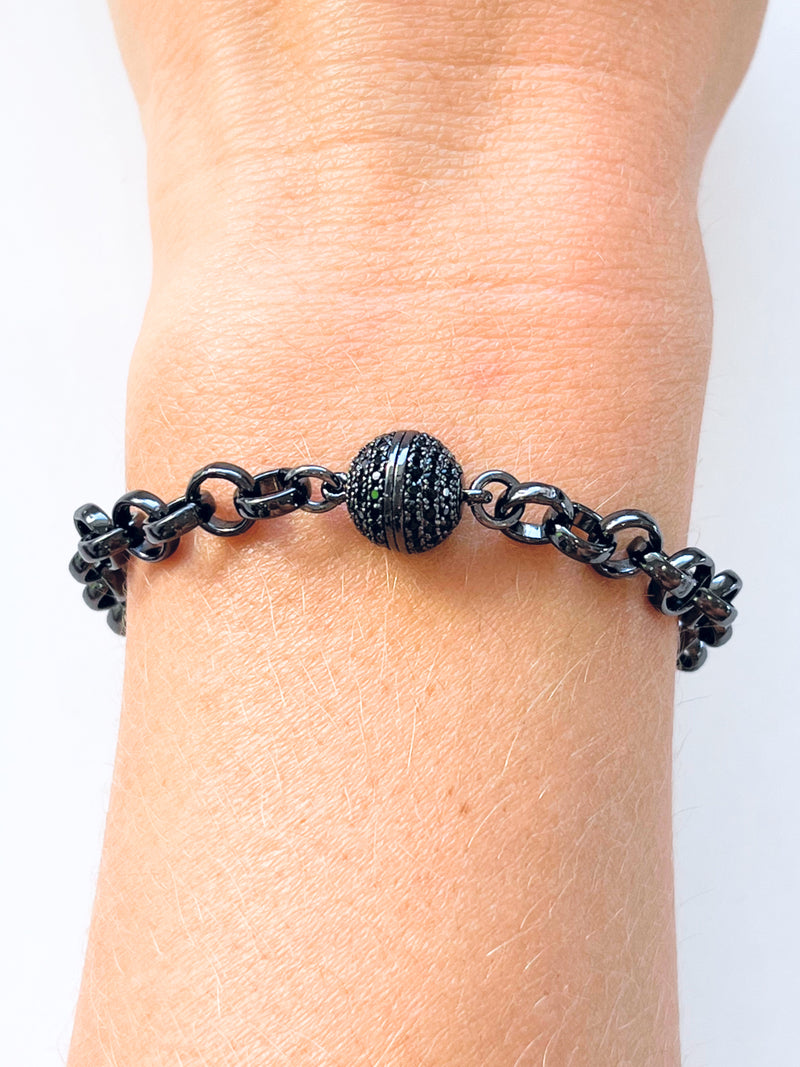 CB Black Rolo Magnet Link Bracelet-230 Jewelry-P&K NYC-Coastal Bloom Boutique, find the trendiest versions of the popular styles and looks Located in Indialantic, FL