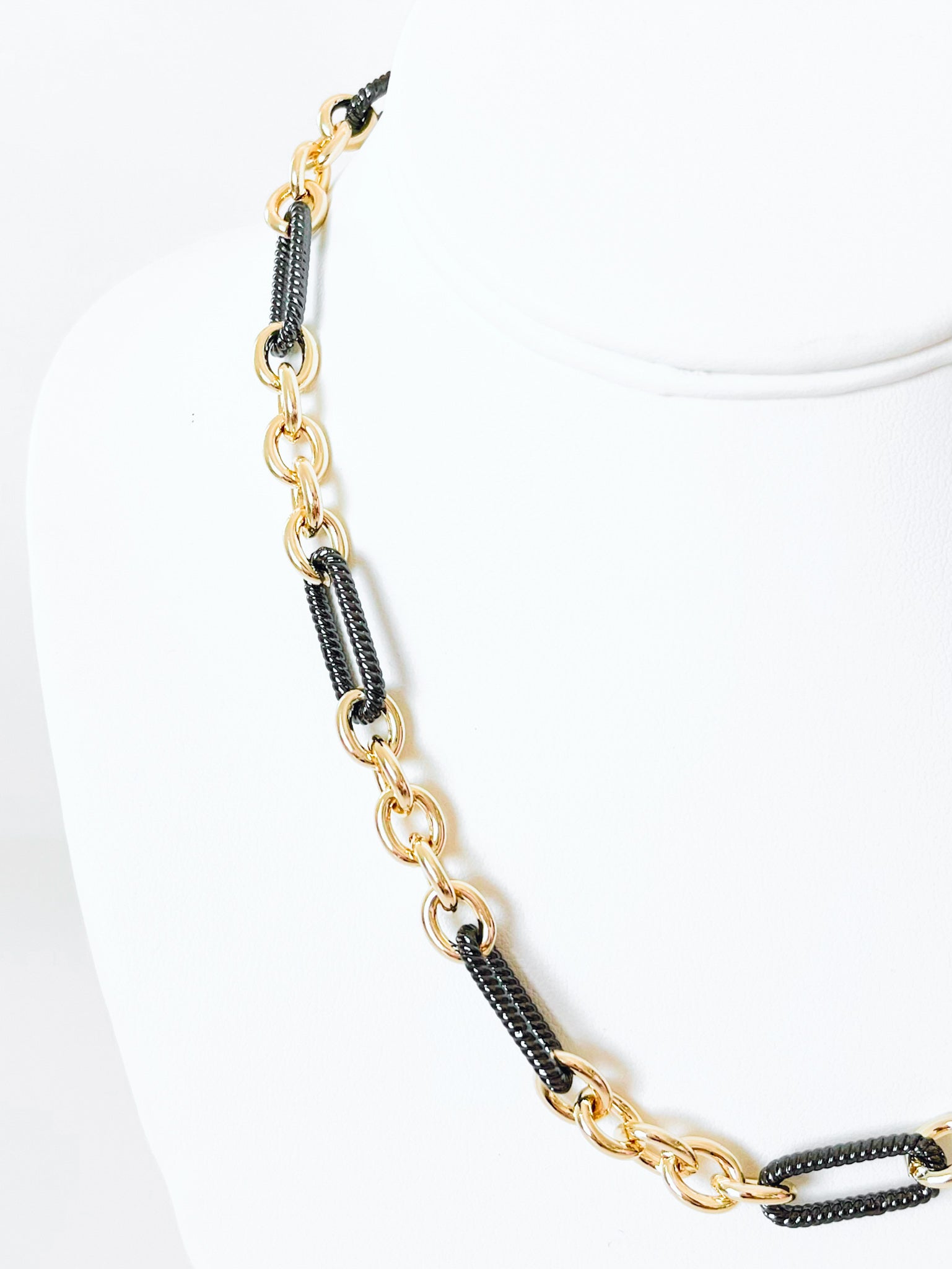 Cable Twist Gun Metal & Gold Toggle Necklace-230 Jewelry-NYC-Coastal Bloom Boutique, find the trendiest versions of the popular styles and looks Located in Indialantic, FL