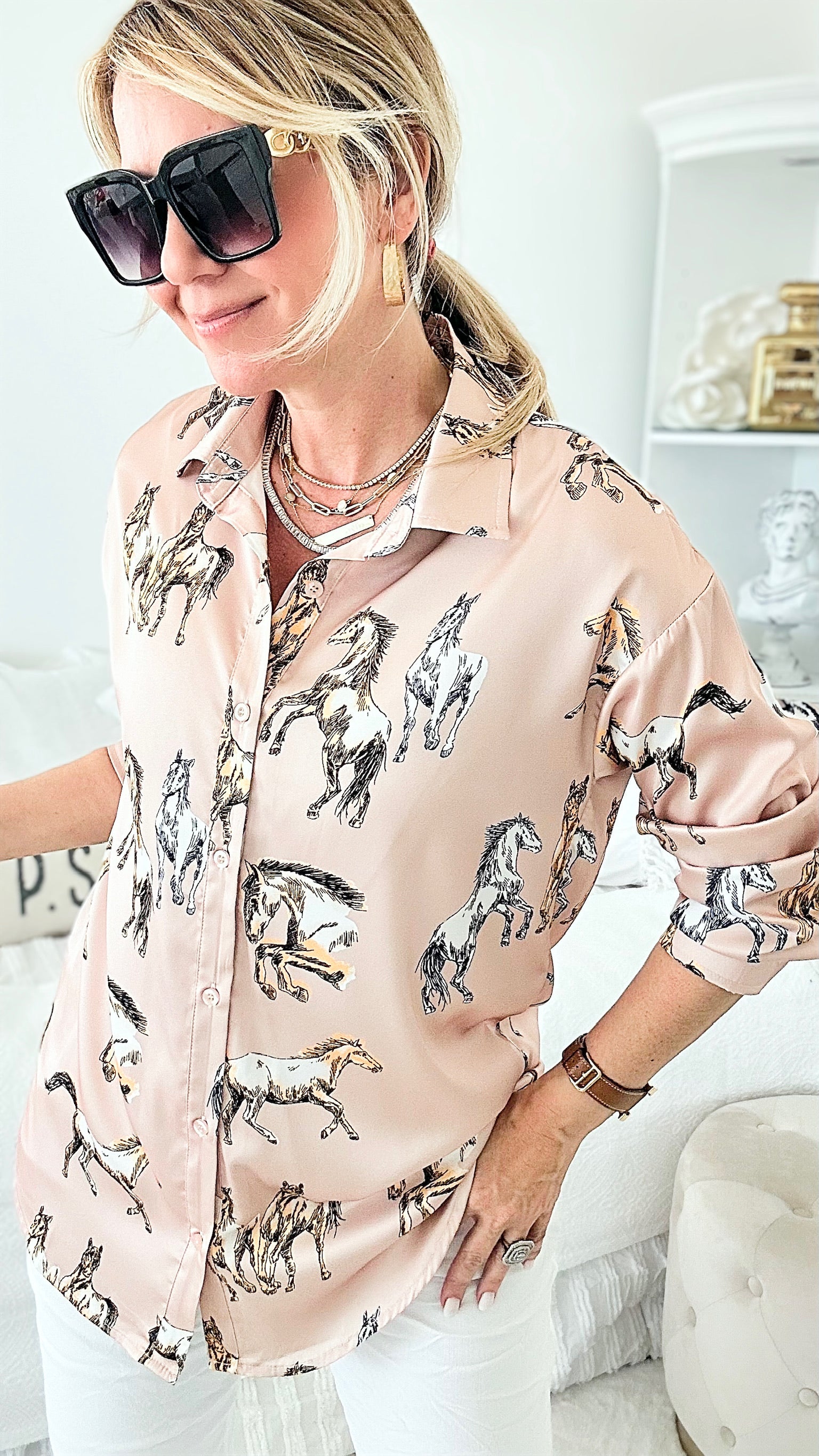 Equestrian Blouse Top - Latte-130 Long Sleeve Tops-MAZIK-Coastal Bloom Boutique, find the trendiest versions of the popular styles and looks Located in Indialantic, FL