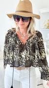 Cotton Safari Cuff Sleeve Crop Top-130 Long Sleeve Tops-Venti6-Coastal Bloom Boutique, find the trendiest versions of the popular styles and looks Located in Indialantic, FL
