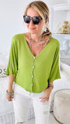 Effortless Button Up Sweater - Lime-140 Sweaters-Yolly-Coastal Bloom Boutique, find the trendiest versions of the popular styles and looks Located in Indialantic, FL
