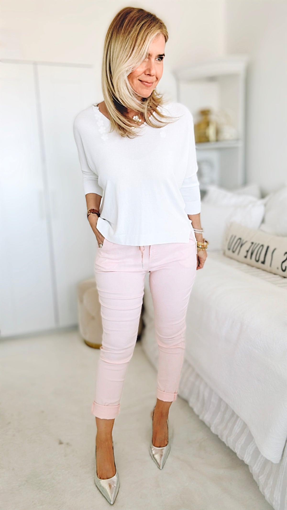 Spring Italian Jogger Pant - Light Pink-180 Joggers-Italianissimo-Coastal Bloom Boutique, find the trendiest versions of the popular styles and looks Located in Indialantic, FL