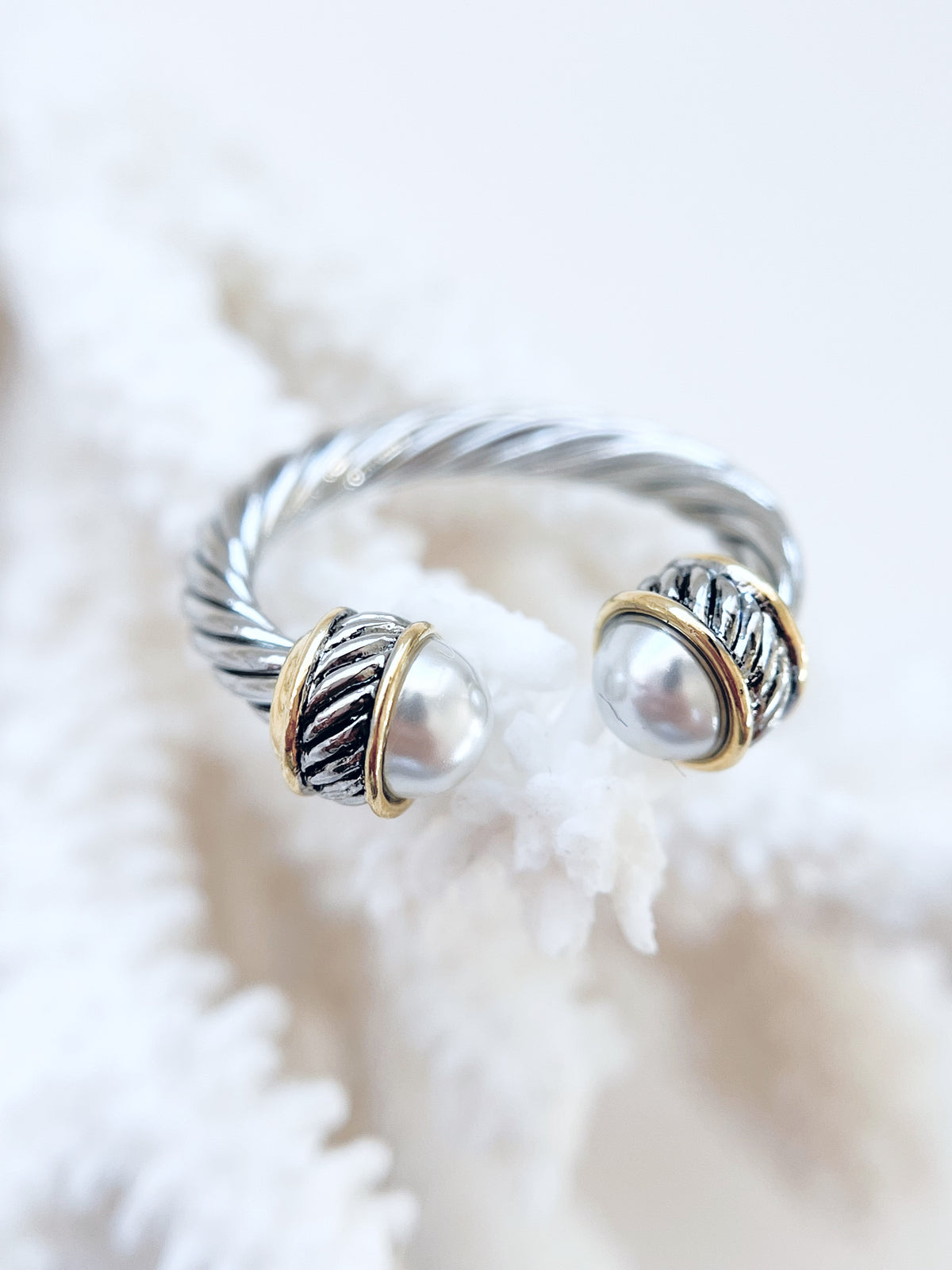 Cable Twist Tip Ring - Pearl-230 Jewelry-GS JEWELRY-Coastal Bloom Boutique, find the trendiest versions of the popular styles and looks Located in Indialantic, FL