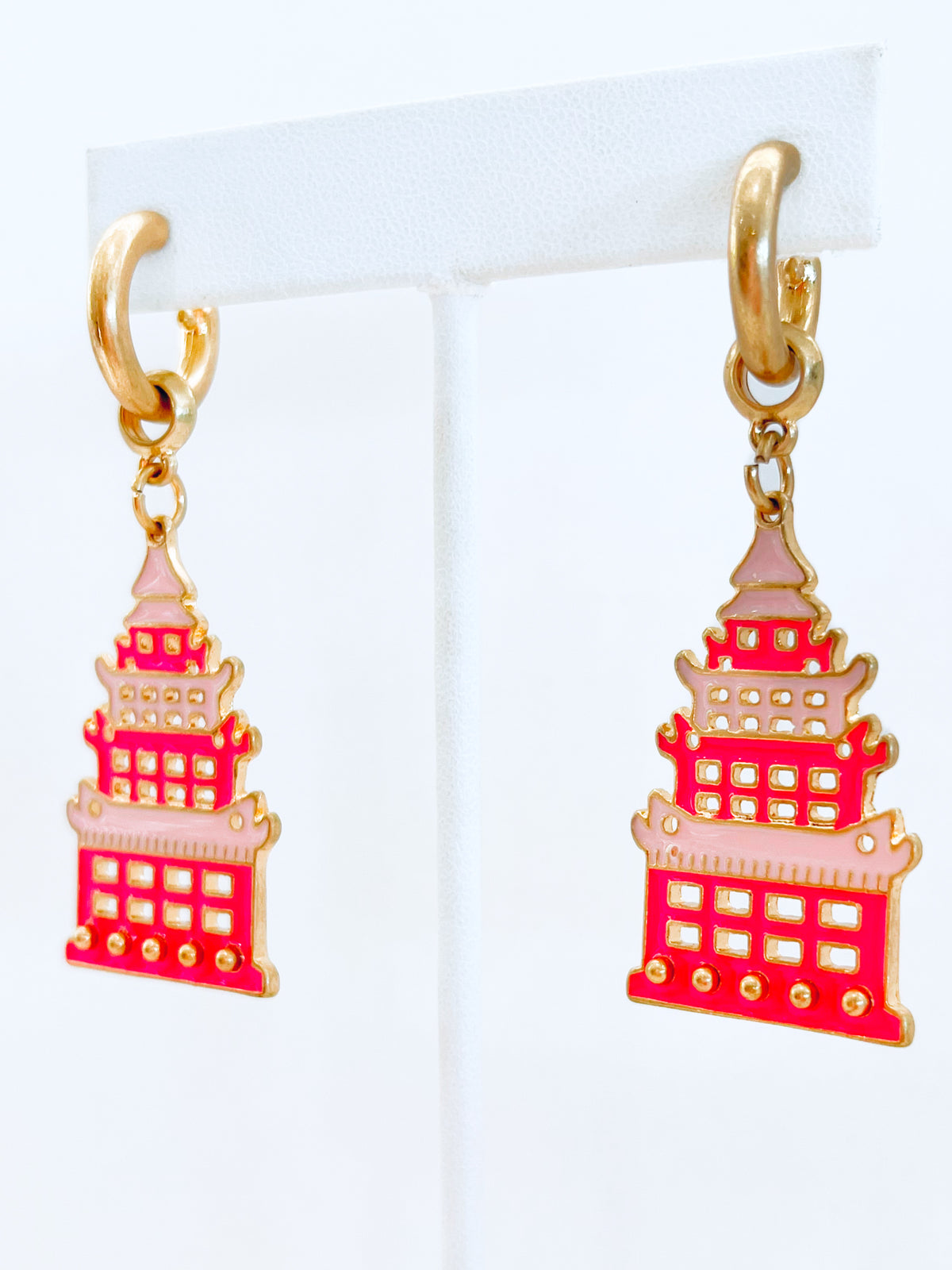Tiffany Tower Earrings - Pink/Red-230 Jewelry-Canvas-Coastal Bloom Boutique, find the trendiest versions of the popular styles and looks Located in Indialantic, FL