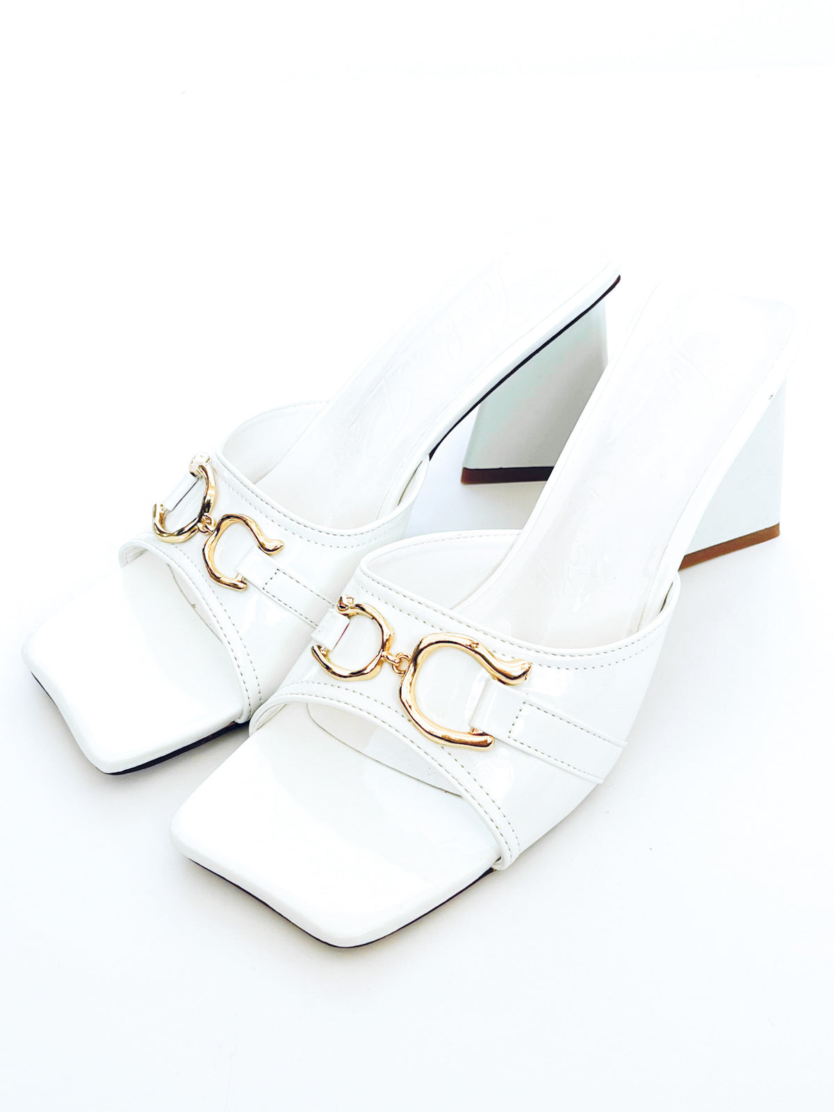 Buckle Strap Chunky Heel - White-250 Shoes-RagCompany-Coastal Bloom Boutique, find the trendiest versions of the popular styles and looks Located in Indialantic, FL