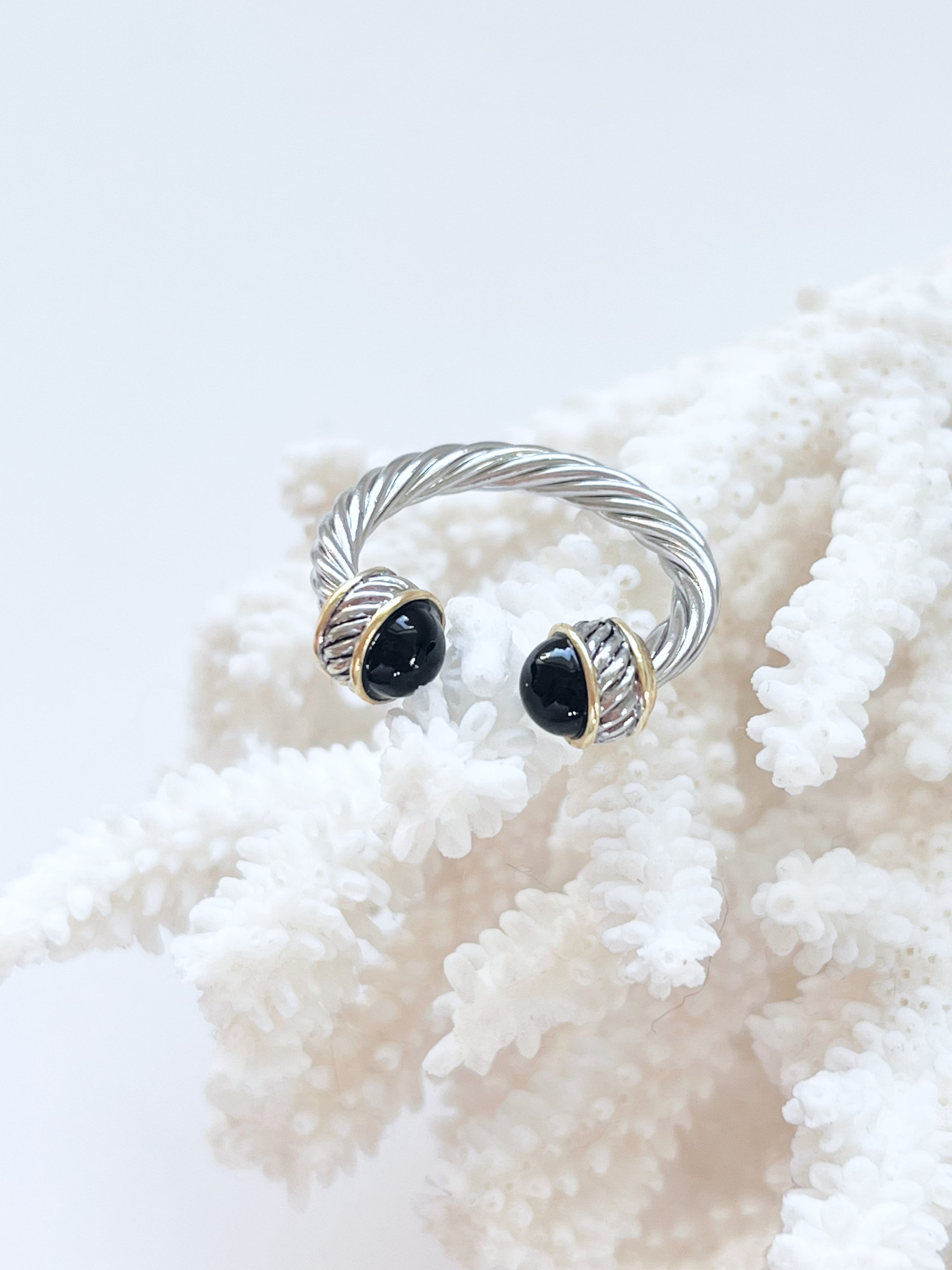 Cable Twist Tip Ring - Black-230 Jewelry-GS JEWELRY-Coastal Bloom Boutique, find the trendiest versions of the popular styles and looks Located in Indialantic, FL