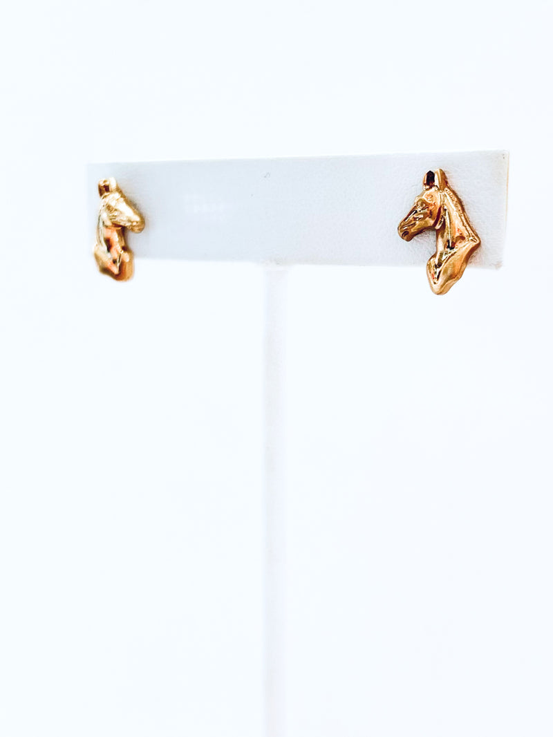 Equestrian Earrings - Worn Gold-230 Jewelry-Canvas-Coastal Bloom Boutique, find the trendiest versions of the popular styles and looks Located in Indialantic, FL