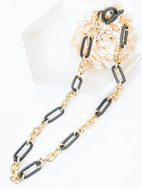 Cable Twist Gun Metal & Gold Toggle Necklace-230 Jewelry-NYC-Coastal Bloom Boutique, find the trendiest versions of the popular styles and looks Located in Indialantic, FL
