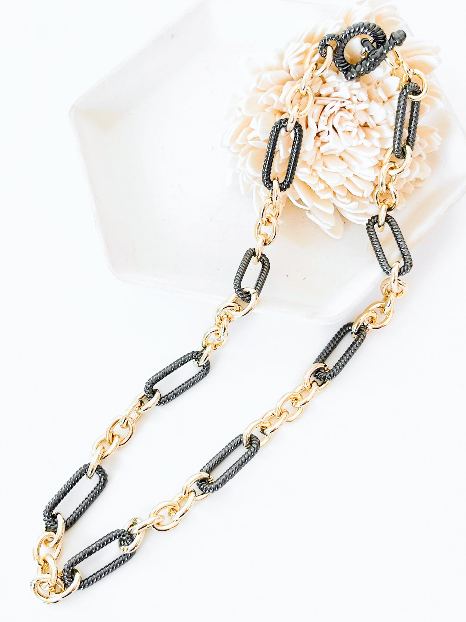 Cable Twist & Gold Toggle Necklace-230 Jewelry-NYC-Coastal Bloom Boutique, find the trendiest versions of the popular styles and looks Located in Indialantic, FL