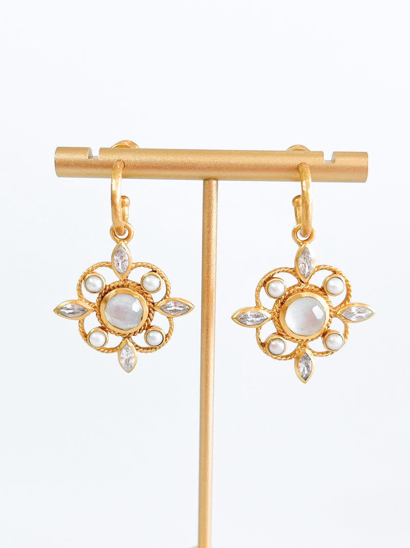 Monaco Hoop & Charm Earring - Clear- Julie Vos-230 Jewelry-Julie Vos-Coastal Bloom Boutique, find the trendiest versions of the popular styles and looks Located in Indialantic, FL