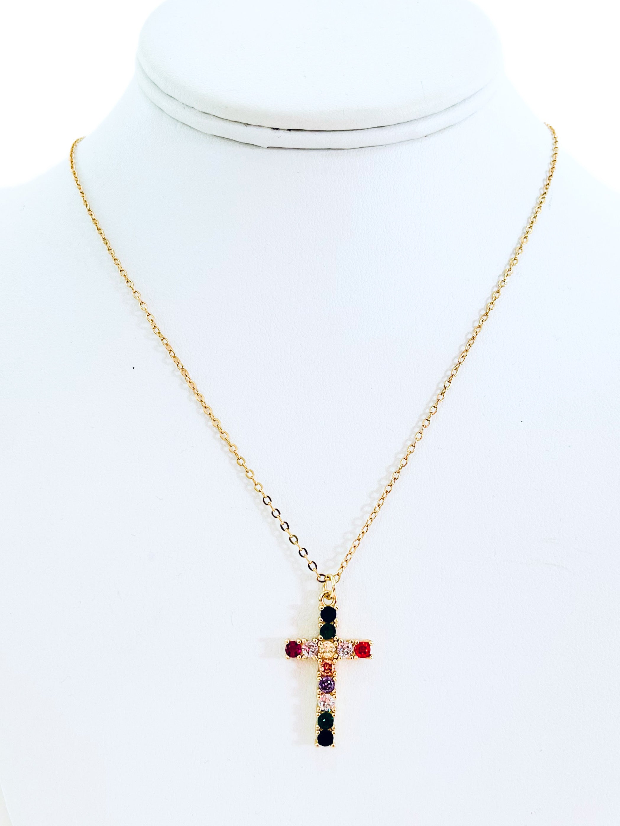 Multicolored Cross Necklace-230 Jewelry-Ole-Coastal Bloom Boutique, find the trendiest versions of the popular styles and looks Located in Indialantic, FL