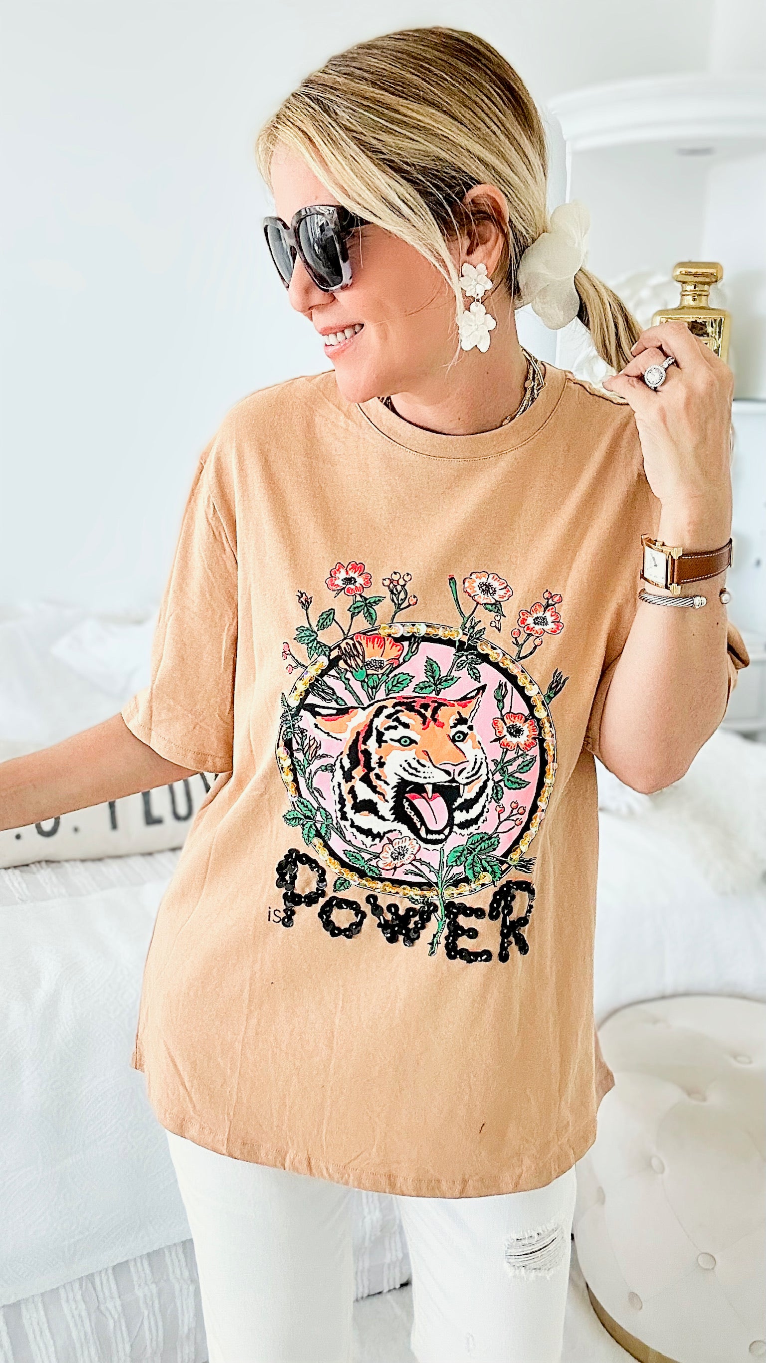 Fierce is Power Graphic Tee - Camel-120 Graphic-Yolly-Coastal Bloom Boutique, find the trendiest versions of the popular styles and looks Located in Indialantic, FL