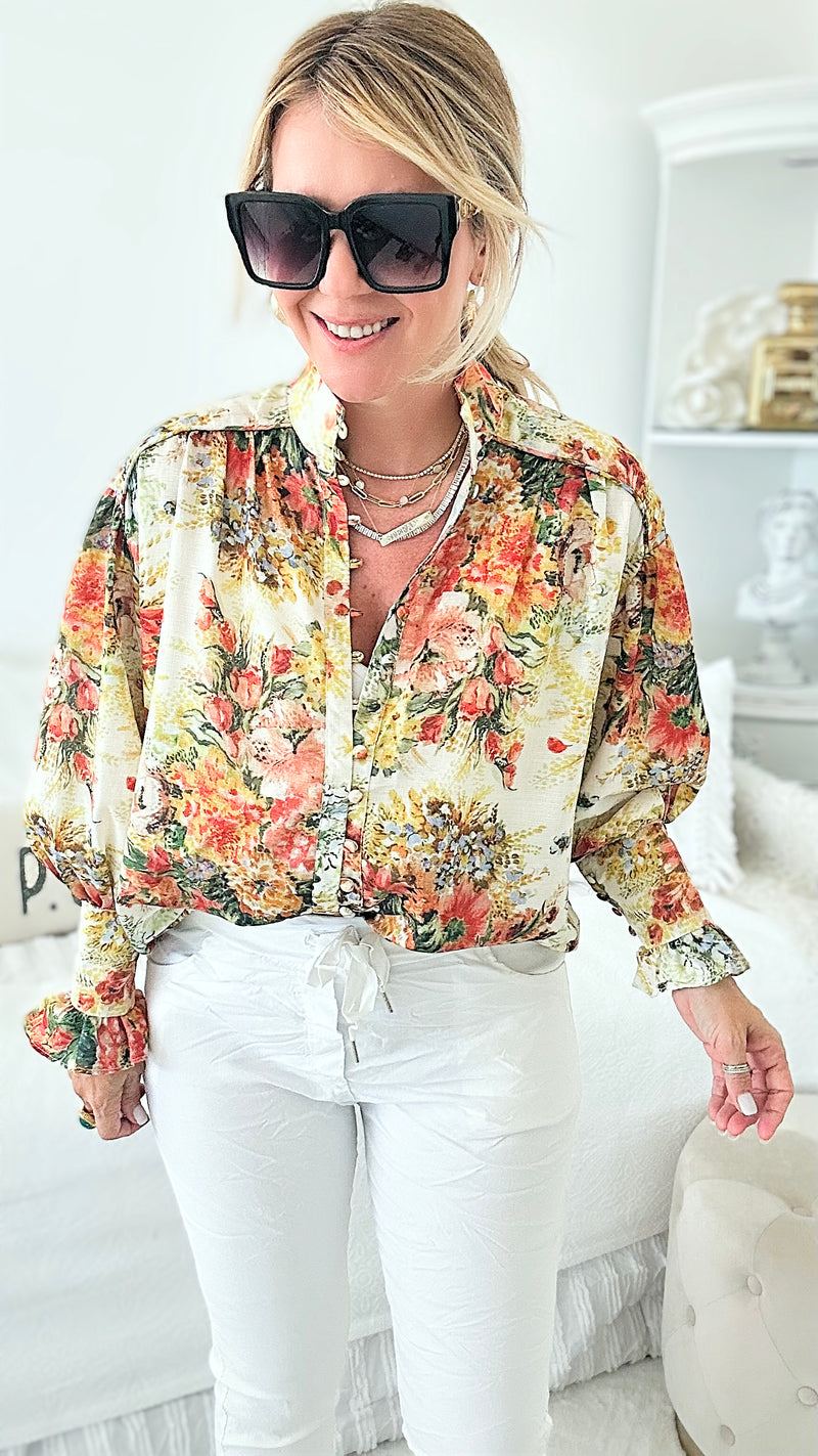 Floral Garden Long Sleeve Top-130 Long Sleeve Tops-JJ'S FAIRYLAND-Coastal Bloom Boutique, find the trendiest versions of the popular styles and looks Located in Indialantic, FL