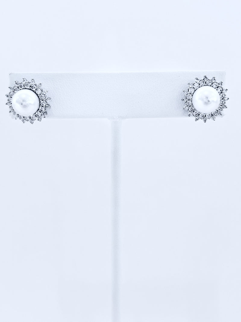 Crystal Flower & Pearl Earrings-230 Jewelry-NYC-Coastal Bloom Boutique, find the trendiest versions of the popular styles and looks Located in Indialantic, FL
