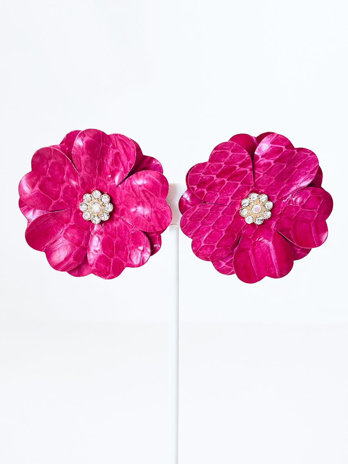 CZ Blossom Earrings - Fuchsia-230 Jewelry-Golden Stella-Coastal Bloom Boutique, find the trendiest versions of the popular styles and looks Located in Indialantic, FL