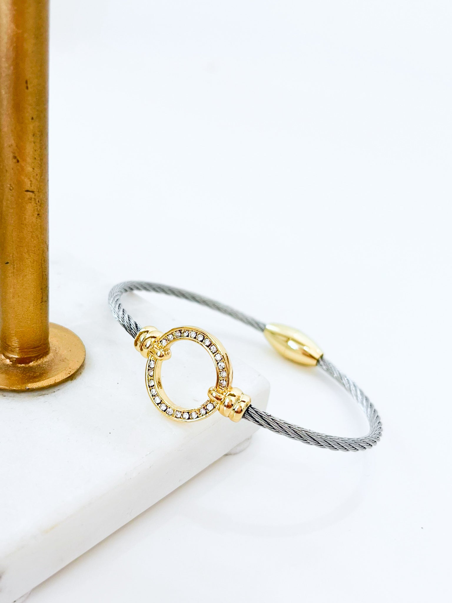 Crystal Circle Magnetic Bracelet-230 Jewelry-Golden Stella-Coastal Bloom Boutique, find the trendiest versions of the popular styles and looks Located in Indialantic, FL