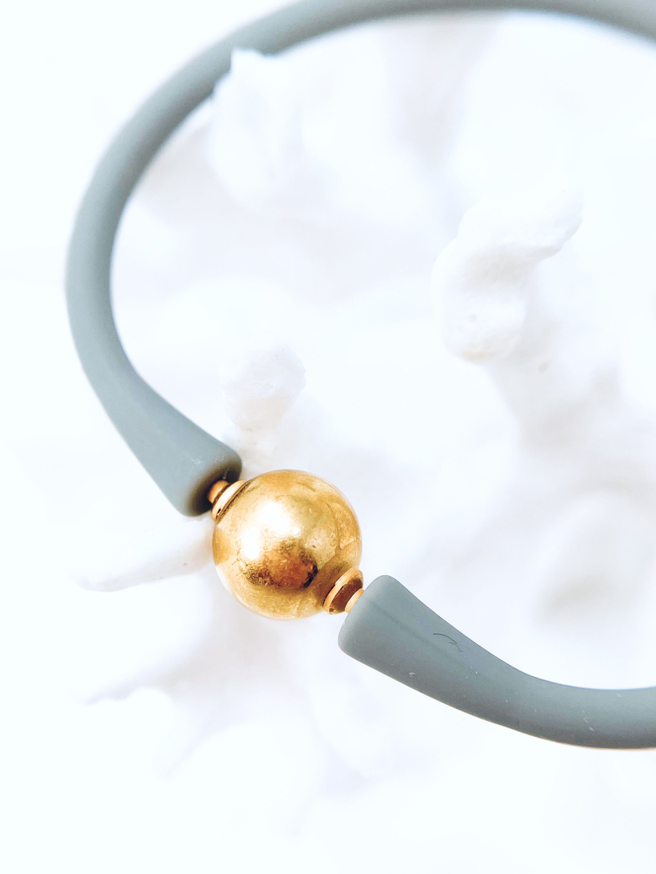 Bali Ball Bead Silicone Bracelet - Gray-230 Jewelry-Canvas-Coastal Bloom Boutique, find the trendiest versions of the popular styles and looks Located in Indialantic, FL