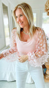 Butterfly Lace Bodysuit - Blush-130 Long Sleeve Tops-Wanna B-Coastal Bloom Boutique, find the trendiest versions of the popular styles and looks Located in Indialantic, FL