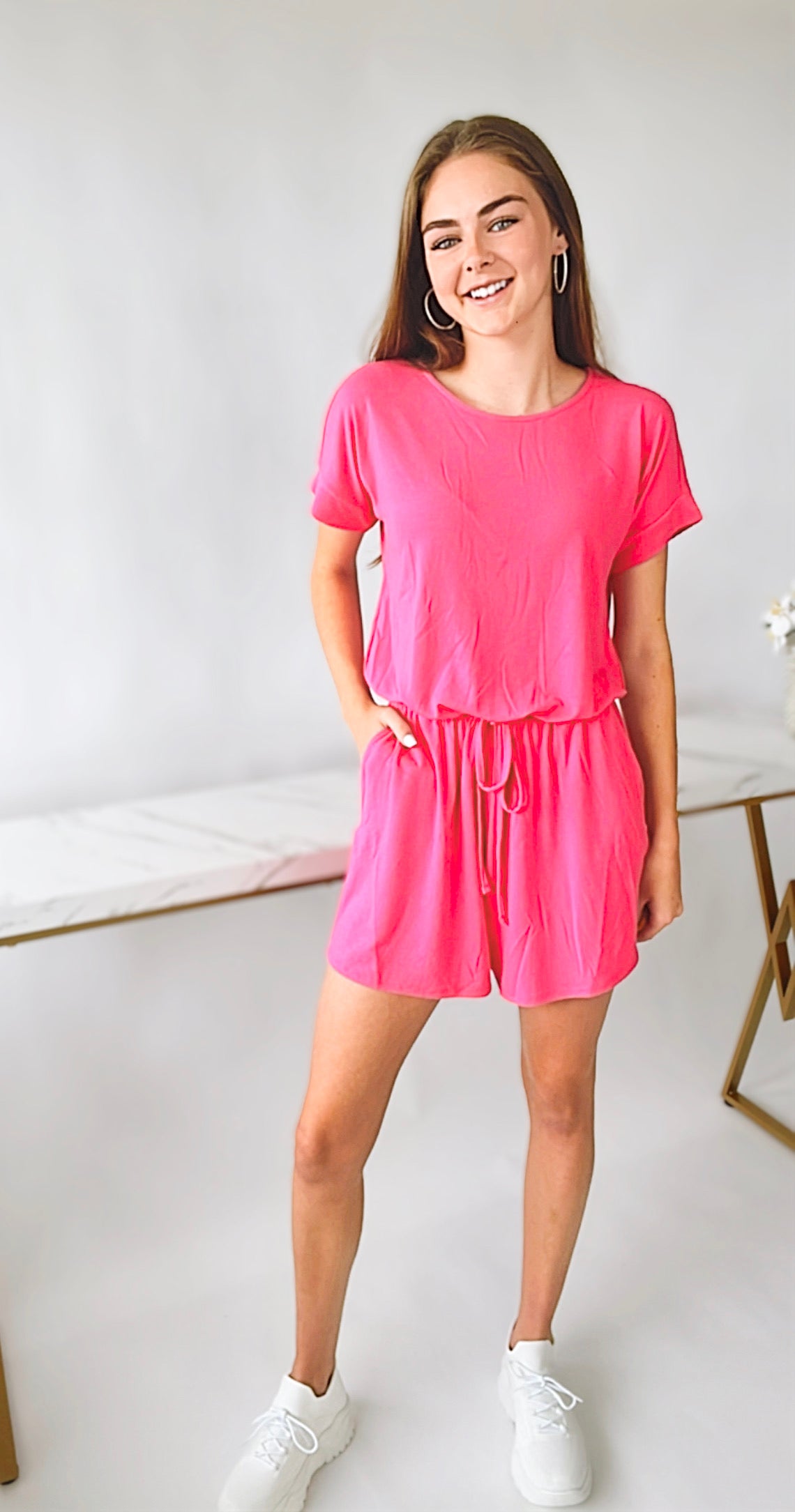 Summer Romper - Fuchsia-200 Dresses/Jumpsuits/Rompers-Zenana-Coastal Bloom Boutique, find the trendiest versions of the popular styles and looks Located in Indialantic, FL