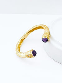 Gold Chunky Elegant Bracelet - Amethyst-230 Jewelry-GS JEWELRY-Coastal Bloom Boutique, find the trendiest versions of the popular styles and looks Located in Indialantic, FL