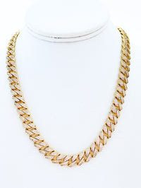 Curved Cuban CZ Necklace - Flat Clasp 10mm-230 Jewelry-NYC-Coastal Bloom Boutique, find the trendiest versions of the popular styles and looks Located in Indialantic, FL