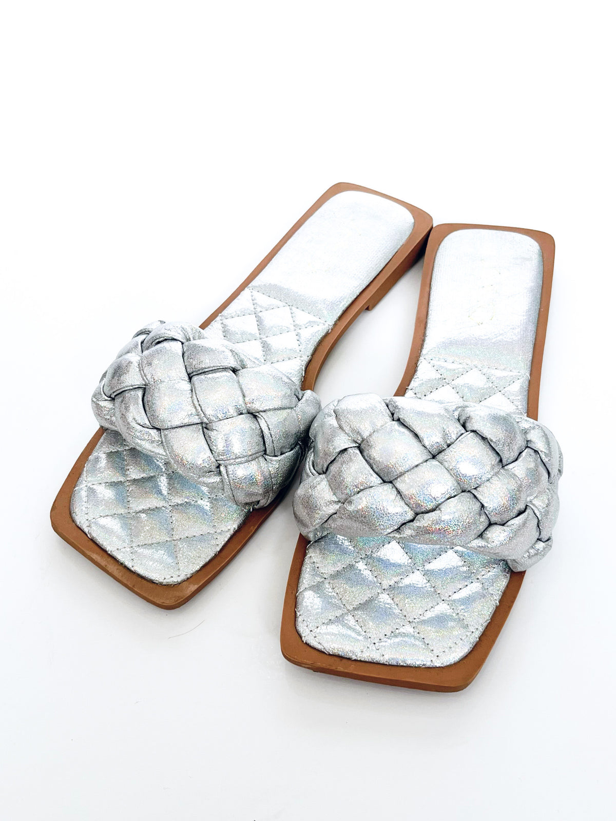 Square Woven Flats - Silver-250 Shoes-RagCompany-Coastal Bloom Boutique, find the trendiest versions of the popular styles and looks Located in Indialantic, FL