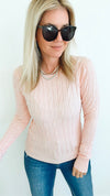 Hailey Knit Pullover Top - Dusty Pink-130 Long Sleeve Tops-Cielo-Coastal Bloom Boutique, find the trendiest versions of the popular styles and looks Located in Indialantic, FL
