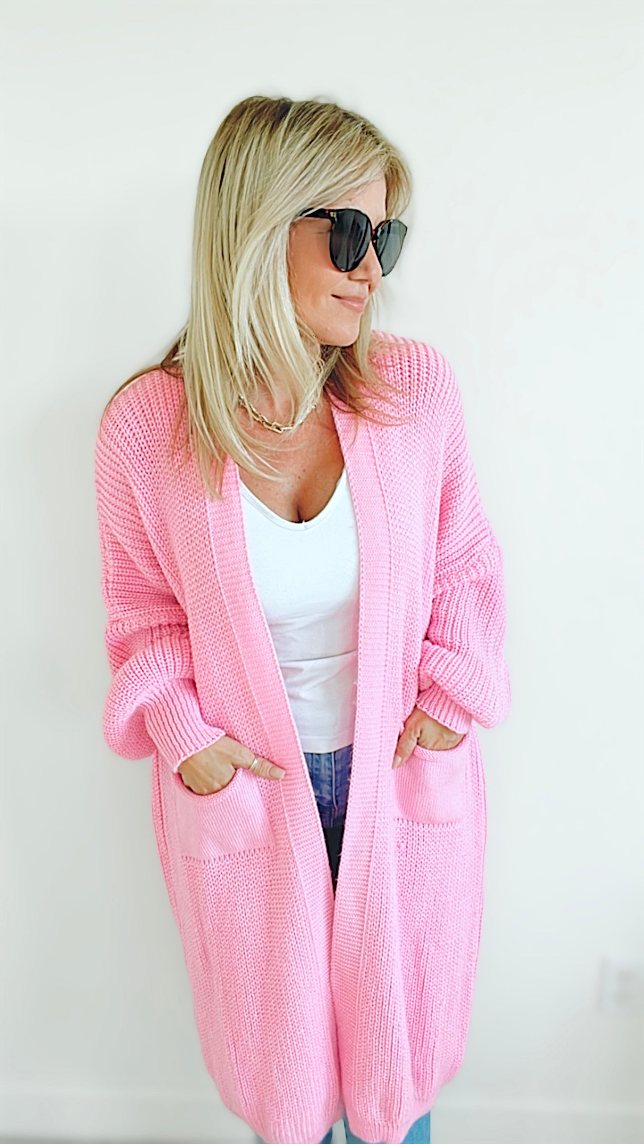 Sugar High Long Italian Cardigan-Pink-150 Cardigans/Layers-Germany-Coastal Bloom Boutique, find the trendiest versions of the popular styles and looks Located in Indialantic, FL