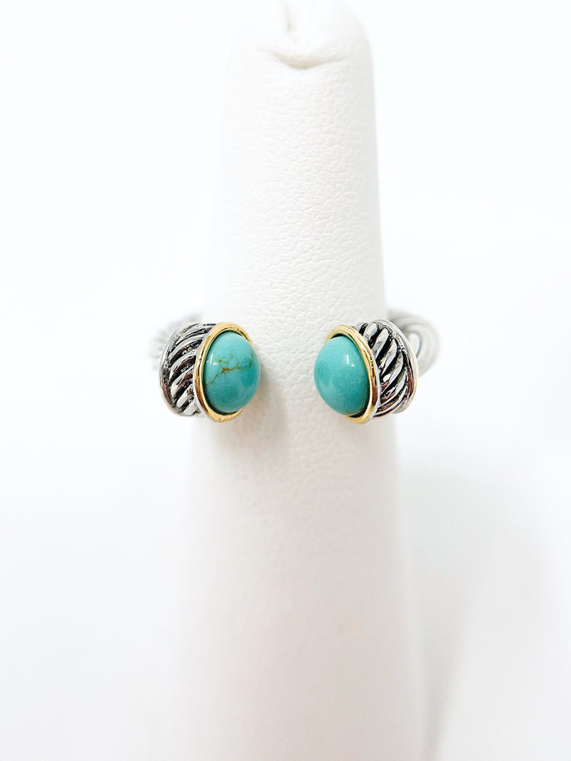 Cable Twist Tip Ring - Turquoise-230 Jewelry-GS JEWELRY-Coastal Bloom Boutique, find the trendiest versions of the popular styles and looks Located in Indialantic, FL