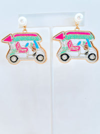 Golf Cart Patch Earrings-230 Jewelry-Canvas-Coastal Bloom Boutique, find the trendiest versions of the popular styles and looks Located in Indialantic, FL