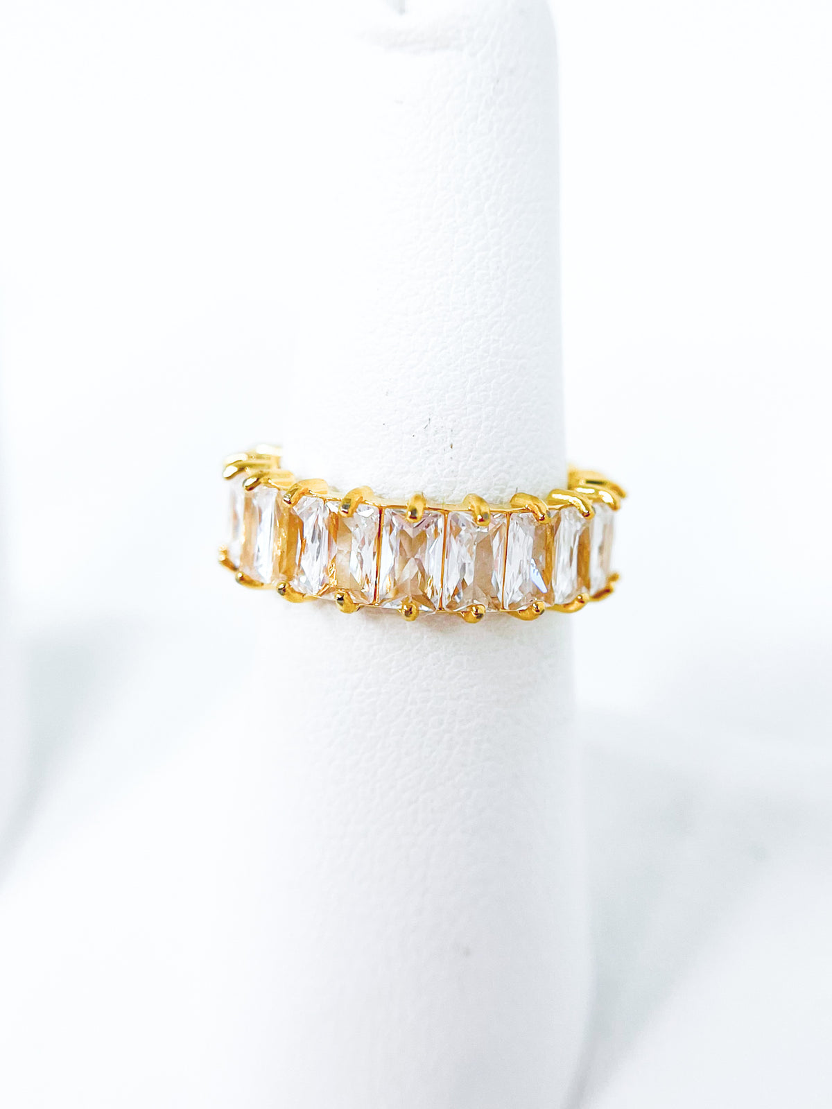 Baguette CZ Ring - Clear/Gold-230 Jewelry-Wona Trading-Coastal Bloom Boutique, find the trendiest versions of the popular styles and looks Located in Indialantic, FL