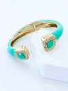 Enamel Hinge Halo Turquoise Tip Cuff-230 Jewelry-Golden Stella-Coastal Bloom Boutique, find the trendiest versions of the popular styles and looks Located in Indialantic, FL