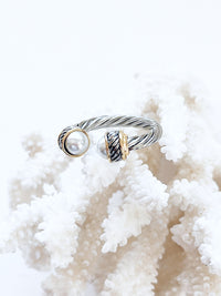 Cable Twist Tip Ring - Pearl-230 Jewelry-GS JEWELRY-Coastal Bloom Boutique, find the trendiest versions of the popular styles and looks Located in Indialantic, FL