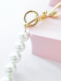 Paperclip & Pearl Necklace-230 Jewelry-Golden Stella-Coastal Bloom Boutique, find the trendiest versions of the popular styles and looks Located in Indialantic, FL