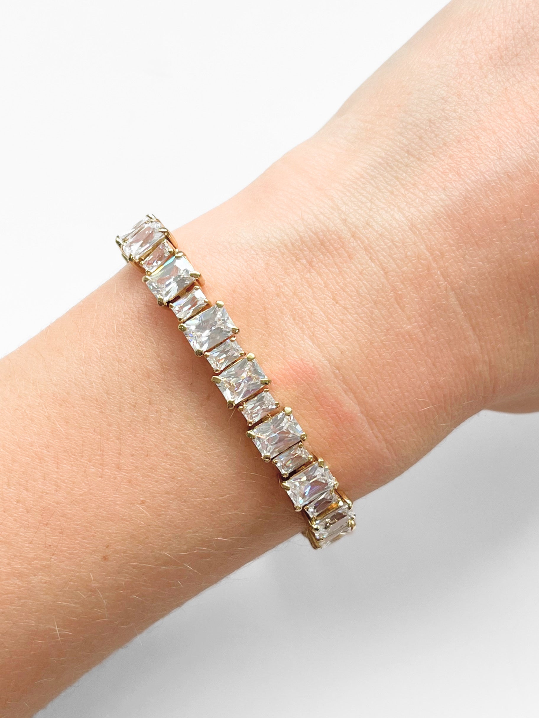 Jagged Baguette CZ Bracelet - Gold-230 Jewelry-Lordane-Coastal Bloom Boutique, find the trendiest versions of the popular styles and looks Located in Indialantic, FL