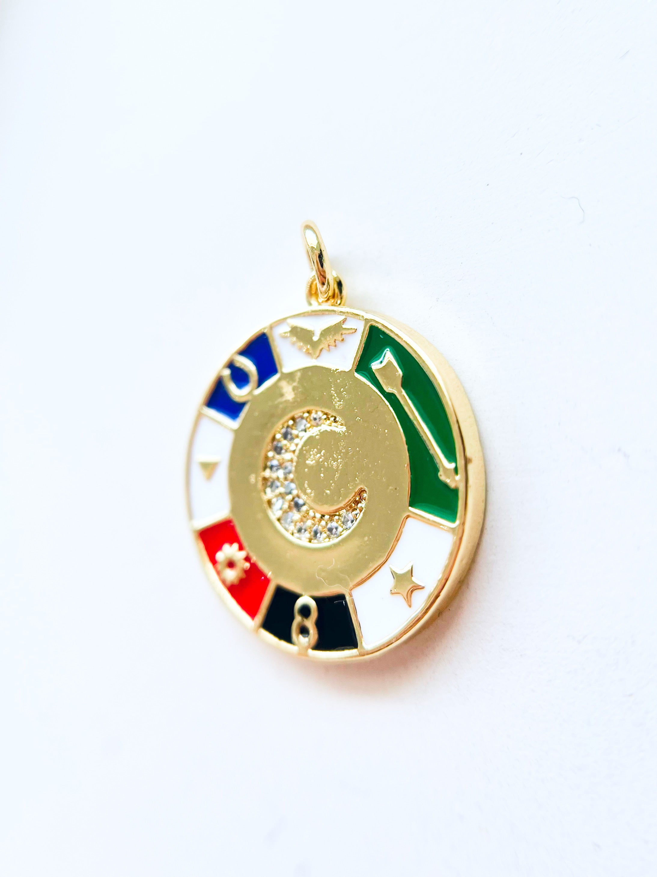 Enamel Lucky Moon Charm - Colorful-230 Jewelry-Bling by A-Coastal Bloom Boutique, find the trendiest versions of the popular styles and looks Located in Indialantic, FL