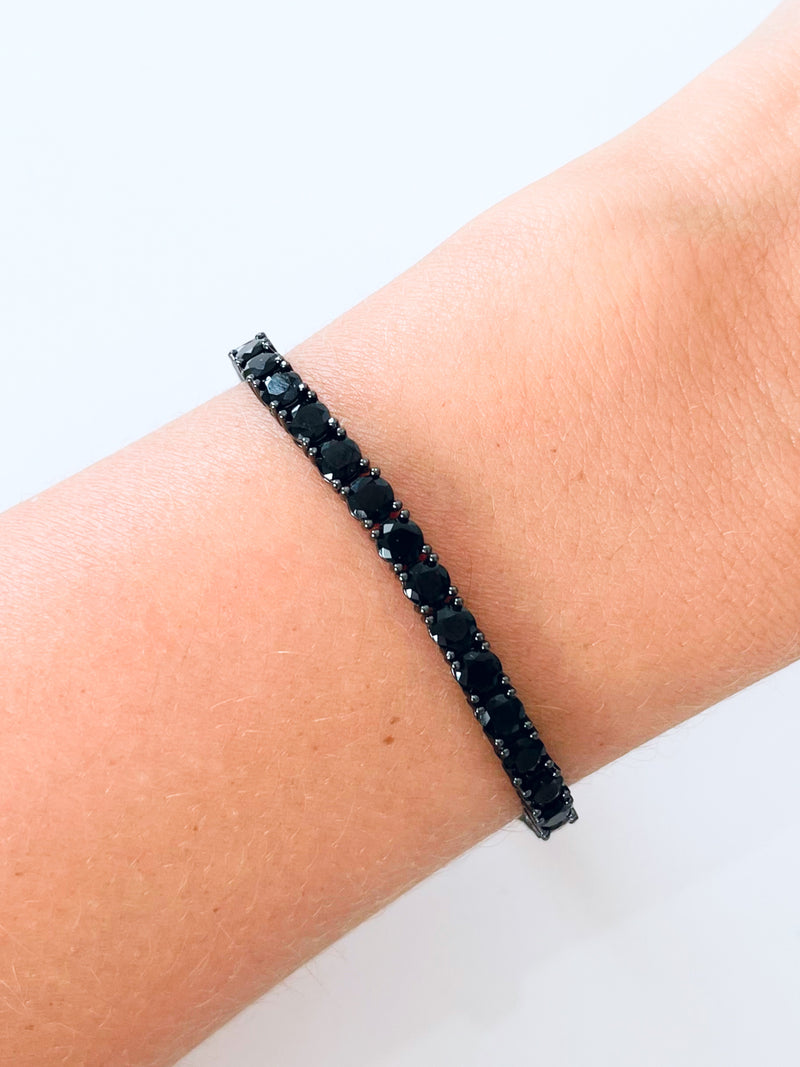 Sterling Silver Black Eternity Bracelet 7"-230 Jewelry-NYC-Coastal Bloom Boutique, find the trendiest versions of the popular styles and looks Located in Indialantic, FL