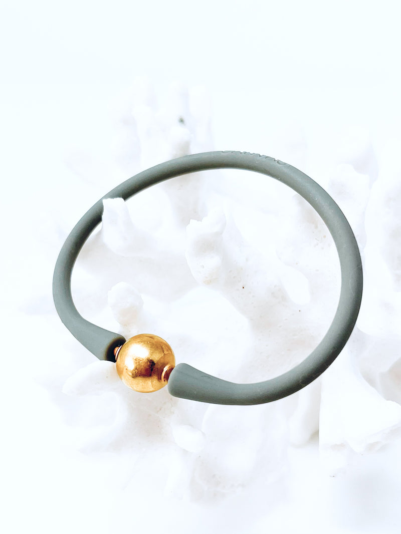Bali Ball Bead Silicone Bracelet - Gray-230 Jewelry-Canvas-Coastal Bloom Boutique, find the trendiest versions of the popular styles and looks Located in Indialantic, FL