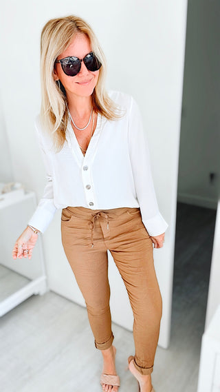 Love Endures Italian Jogger - Light Camel-180 Joggers-Italianissimo-Coastal Bloom Boutique, find the trendiest versions of the popular styles and looks Located in Indialantic, FL