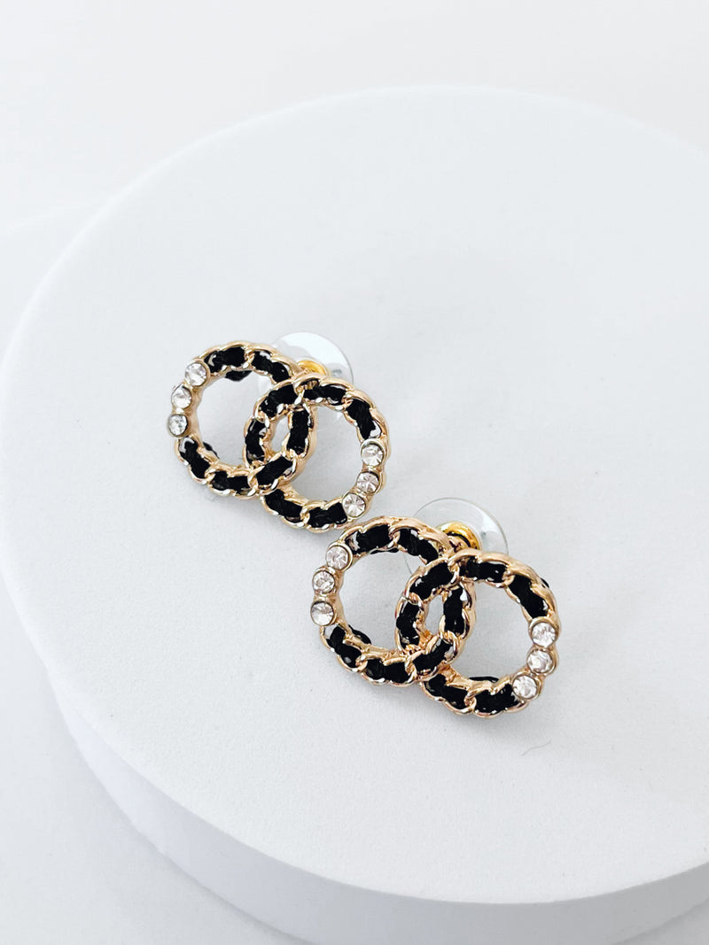 Thread & Crystal Interlock Earrings-230 Jewelry-Golden Stella-Coastal Bloom Boutique, find the trendiest versions of the popular styles and looks Located in Indialantic, FL