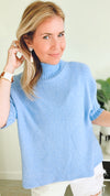 Break Free Italian Sweater Top- Dusty Blue-140 Sweaters-Italianissimo-Coastal Bloom Boutique, find the trendiest versions of the popular styles and looks Located in Indialantic, FL