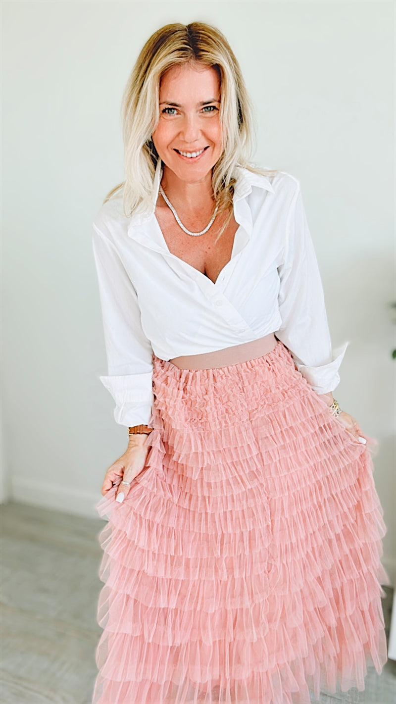 Stella Tiered Tulle Skirt - Blush-170 Bottoms-Taba Stitch-Coastal Bloom Boutique, find the trendiest versions of the popular styles and looks Located in Indialantic, FL