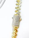 Curved Cuban CZ Necklace - Micropave Flat Clasp 9mm-230 Jewelry-NYC-Coastal Bloom Boutique, find the trendiest versions of the popular styles and looks Located in Indialantic, FL