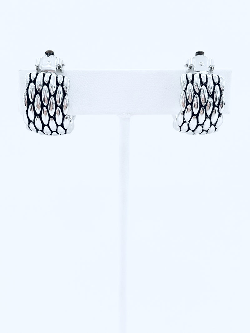 Woven Chunky Clip Earrings - Silver-230 Jewelry-Lordane-Coastal Bloom Boutique, find the trendiest versions of the popular styles and looks Located in Indialantic, FL
