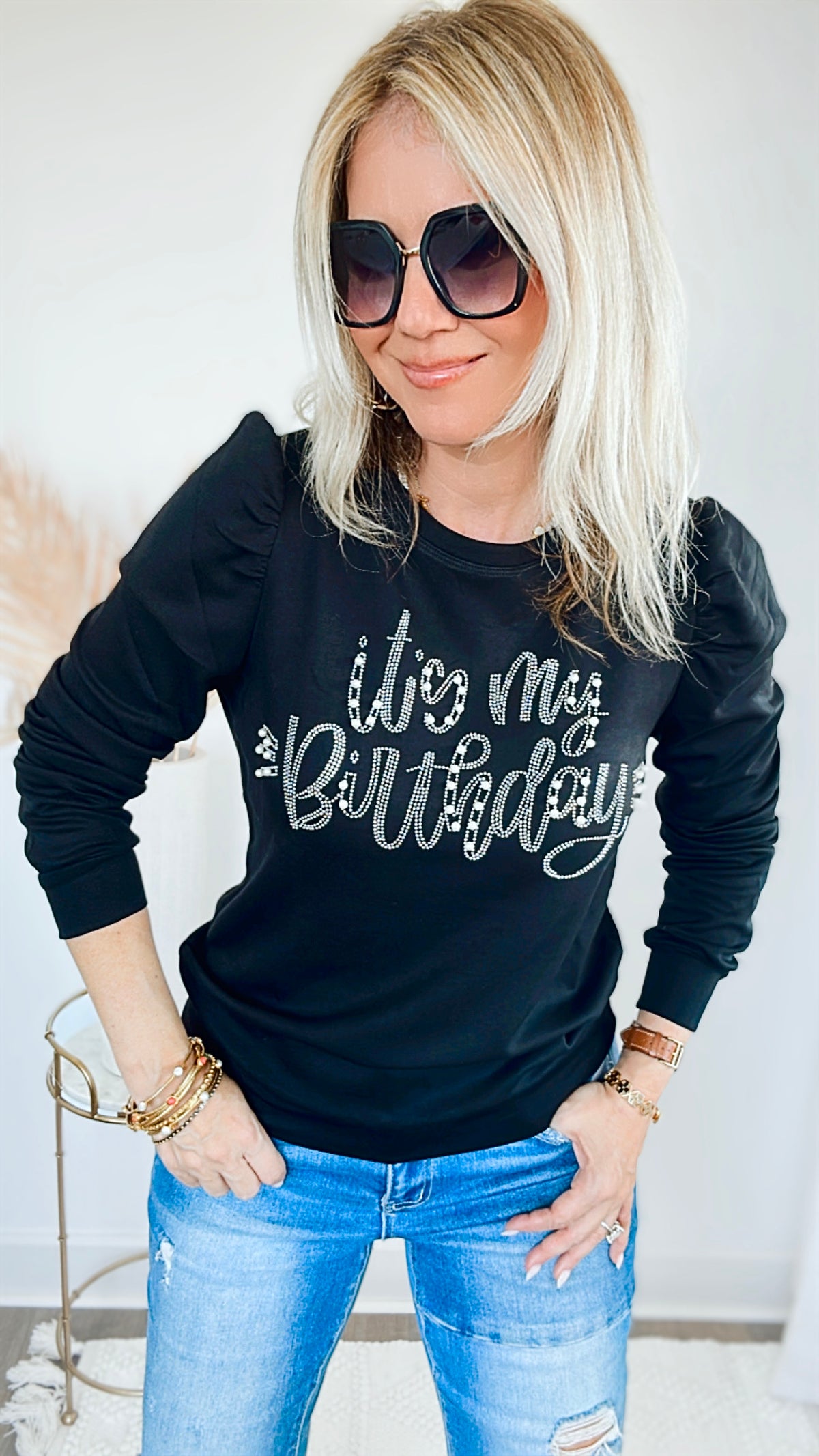 It's My Birthday Scuba Sweatshirt-120 Graphic-Why Dress-Coastal Bloom Boutique, find the trendiest versions of the popular styles and looks Located in Indialantic, FL