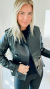 Moto Faux Leather Collar Jacket - Black-160 Jackets-ShopIrisBasic-Coastal Bloom Boutique, find the trendiest versions of the popular styles and looks Located in Indialantic, FL